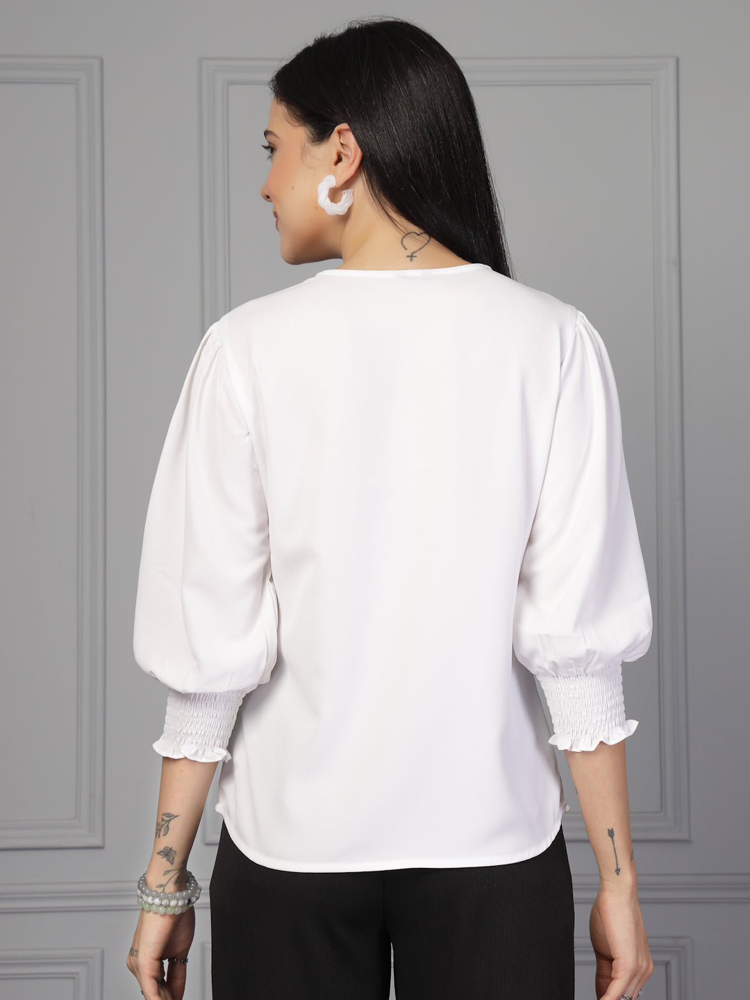 Style Quotient Women white polymoss top