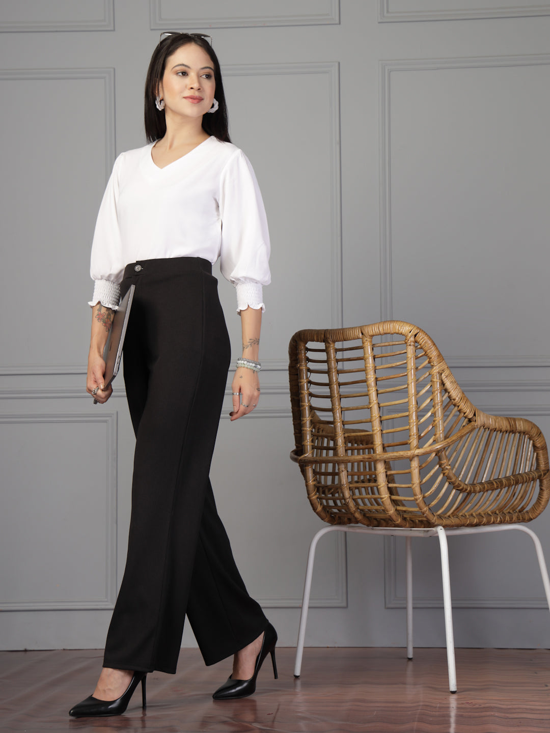 Style Quotient Women white polymoss top