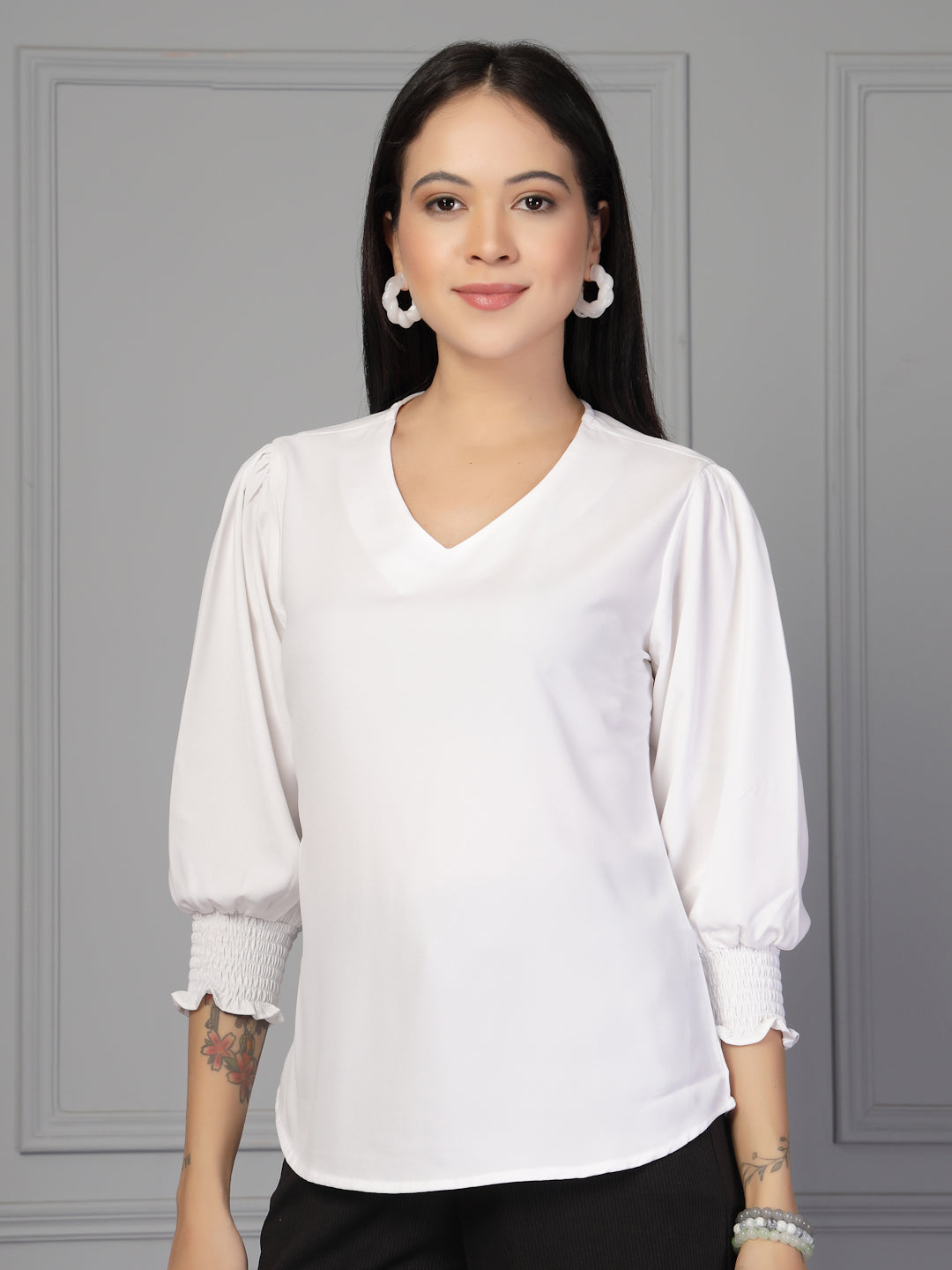 Style Quotient Women white polymoss top
