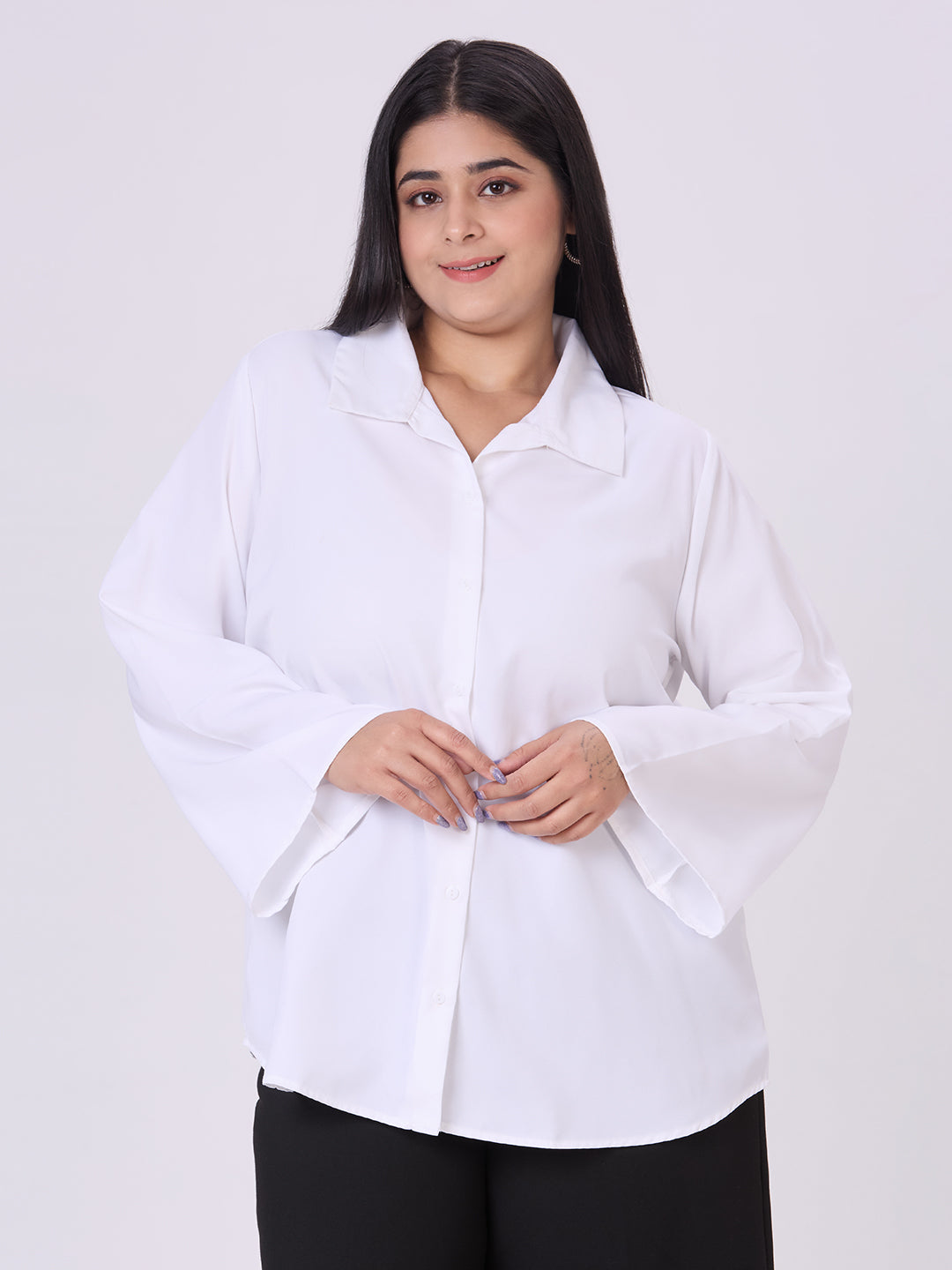 Style Quotient Women White Polymoss Formal Shirt