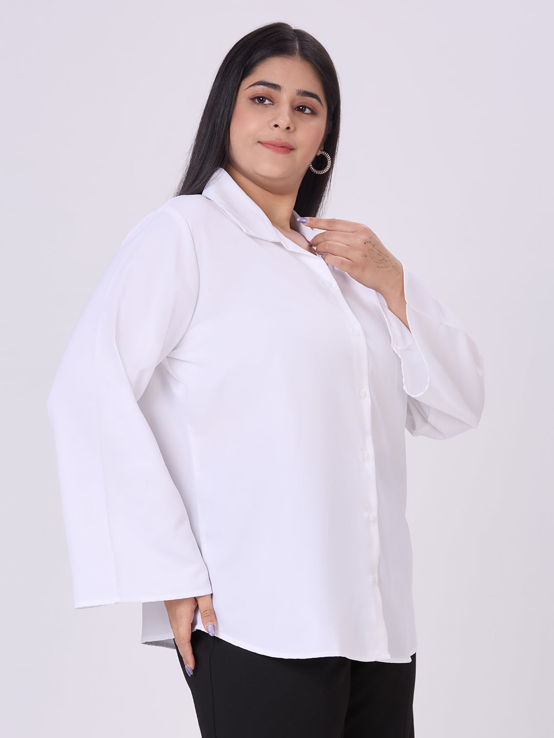 Style Quotient Women White Polymoss Formal Shirt