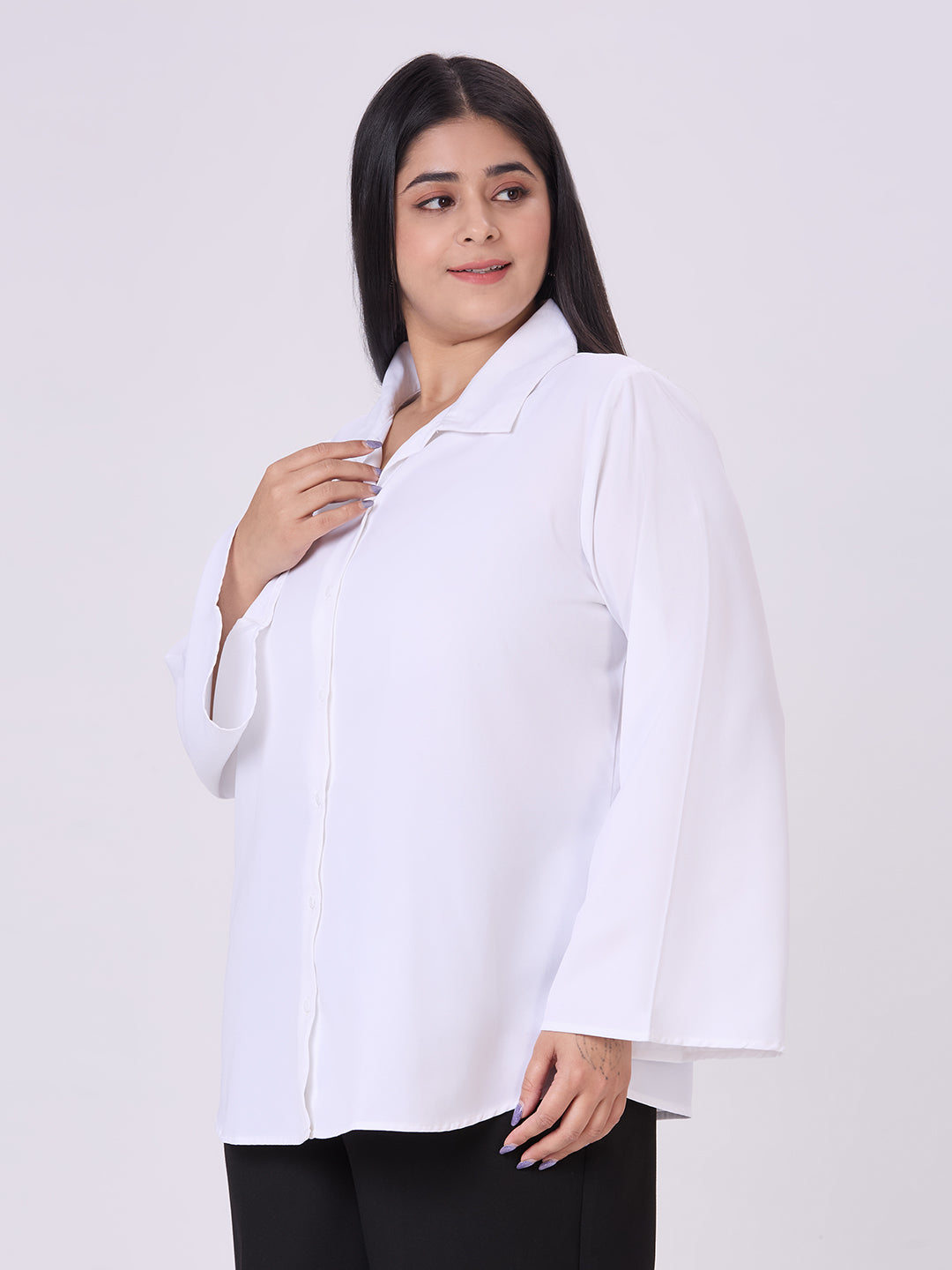 Style Quotient Women White Polymoss Formal Shirt