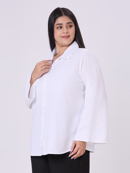 Style Quotient Women White Polymoss Formal Shirt