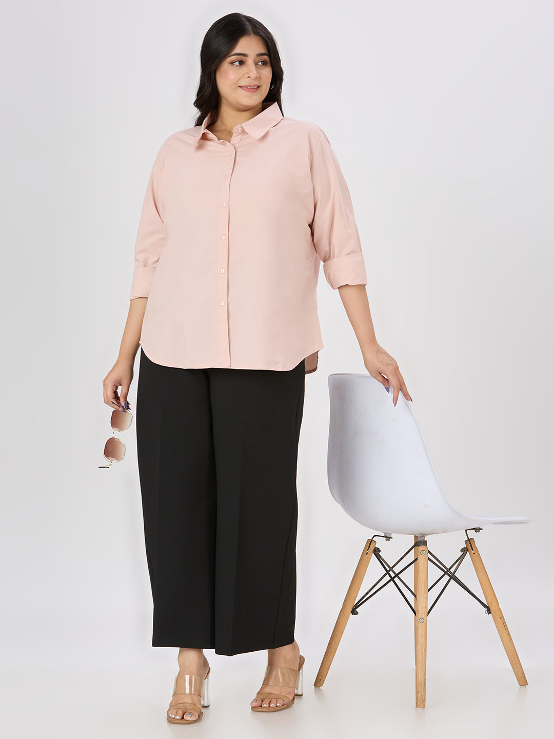 Style Quotient Women Nude Polycotton Formal Shirt