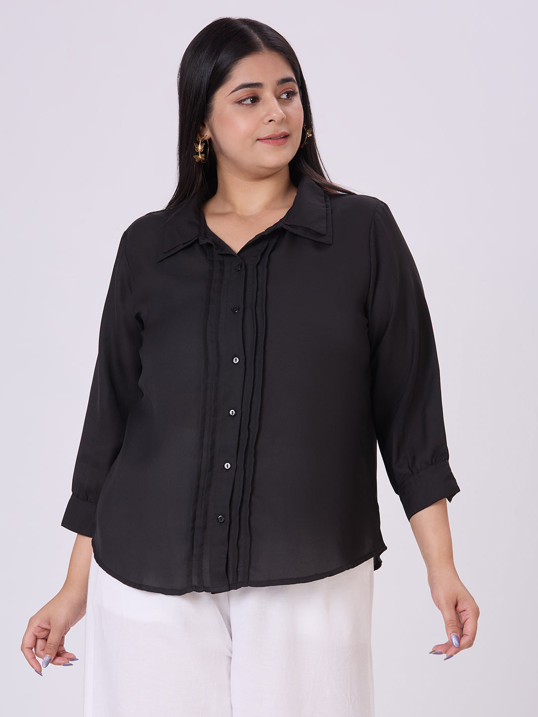 Style Quotient Women Black Polyester Formal Shirt