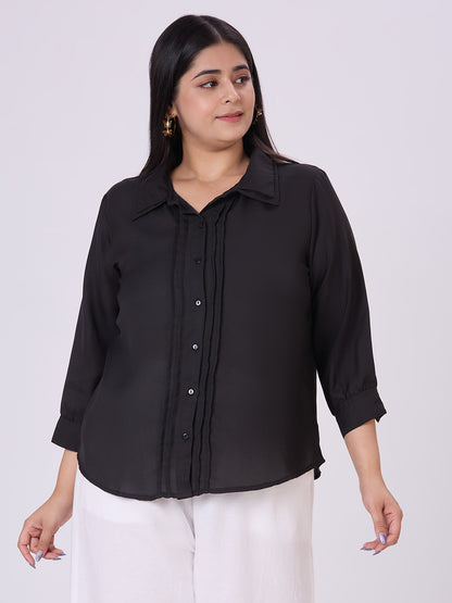 Style Quotient Women Black Polyester Formal Shirt