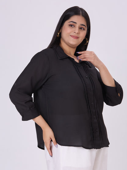 Style Quotient Women Black Polyester Formal Shirt