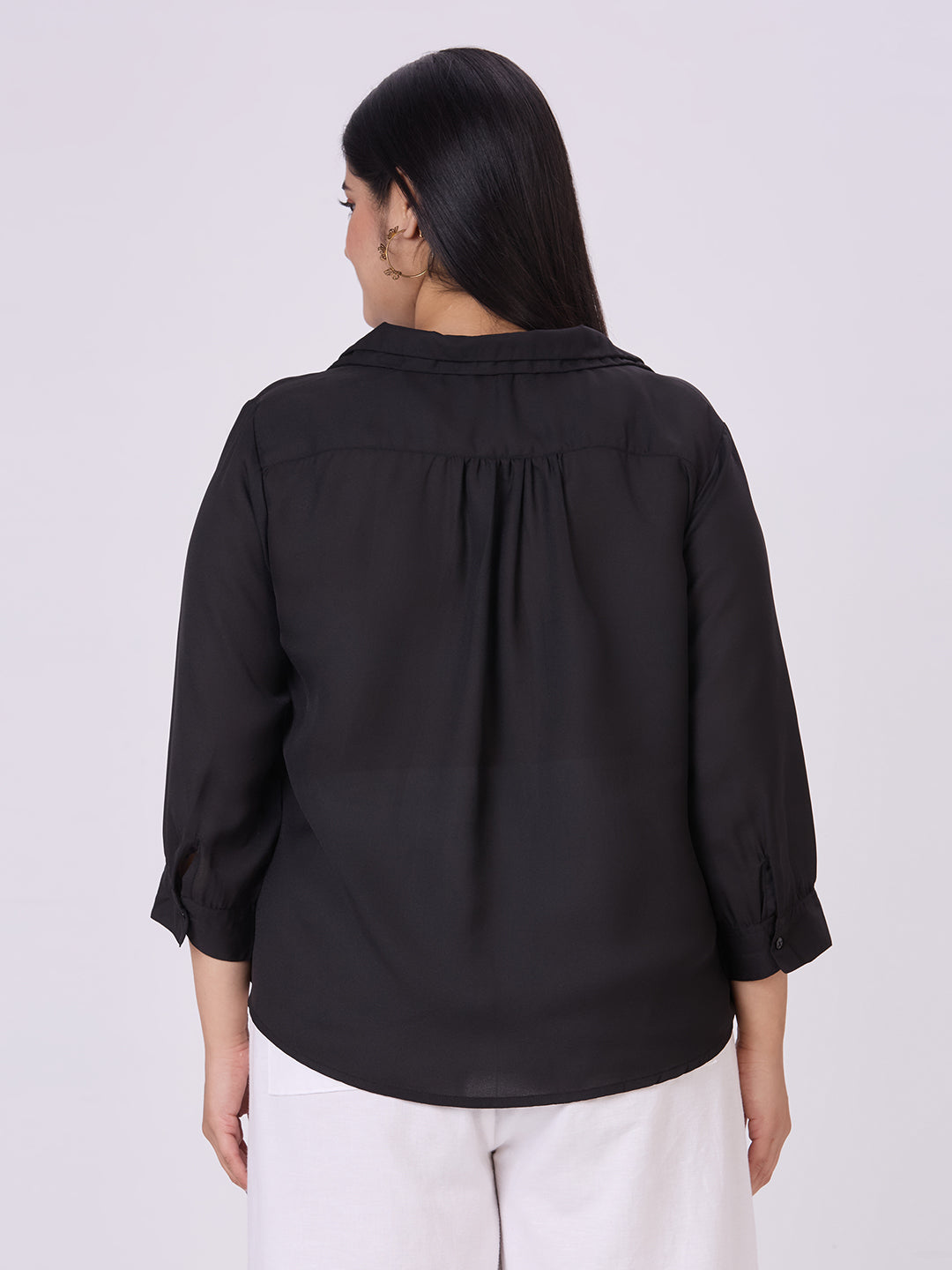 Style Quotient Women Black Polyester Formal Shirt