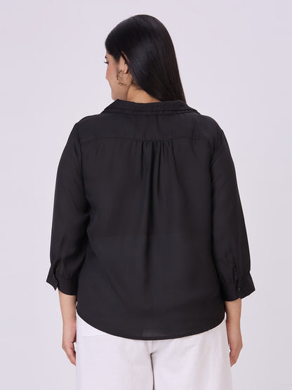 Style Quotient Women Black Polyester Formal Shirt