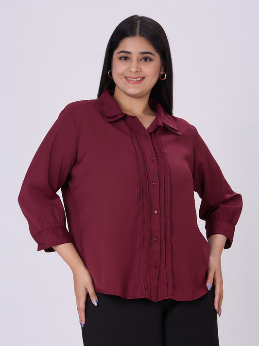 Style Quotient Women Maroon Polyester Formal Shirt