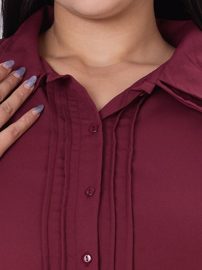 Style Quotient Women Maroon Polyester Formal Shirt