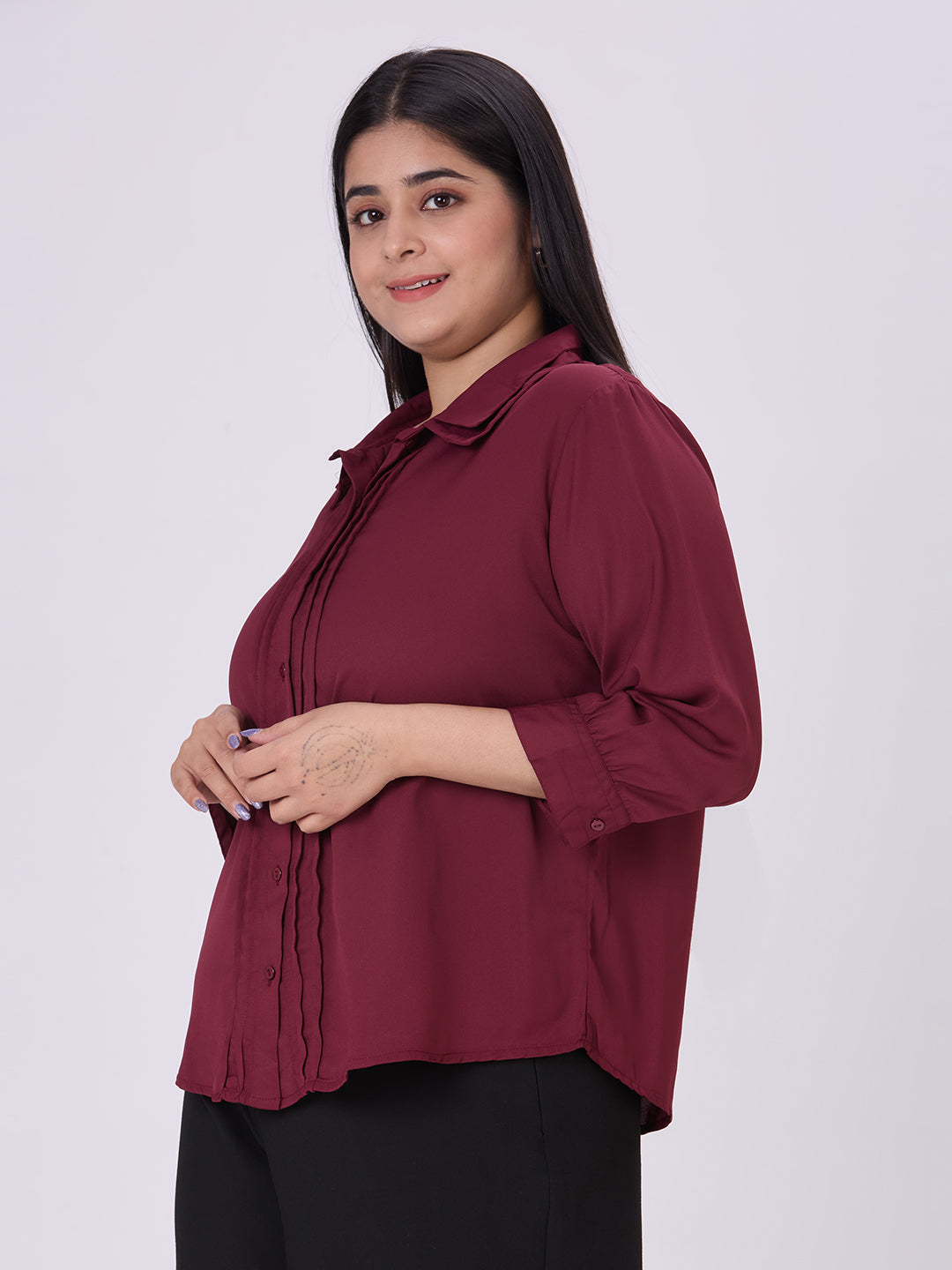 Style Quotient Women Maroon Polyester Formal Shirt
