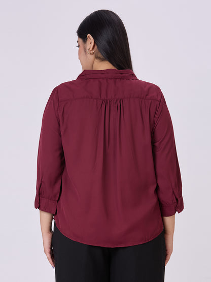 Style Quotient Women Maroon Polyester Formal Shirt