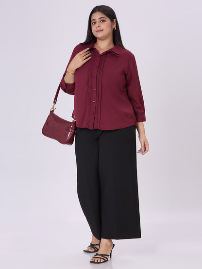 Style Quotient Women Maroon Polyester Formal Shirt