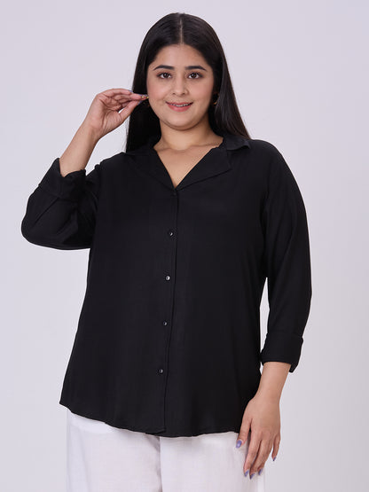 Style Quotient Women Black Rayon Formal Shirt