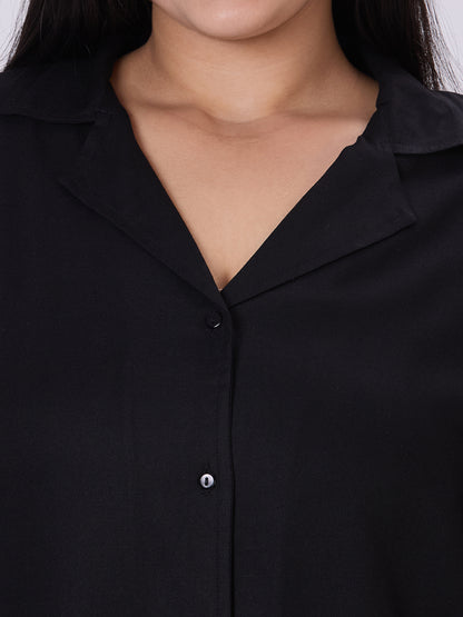 Style Quotient Women Black Rayon Formal Shirt