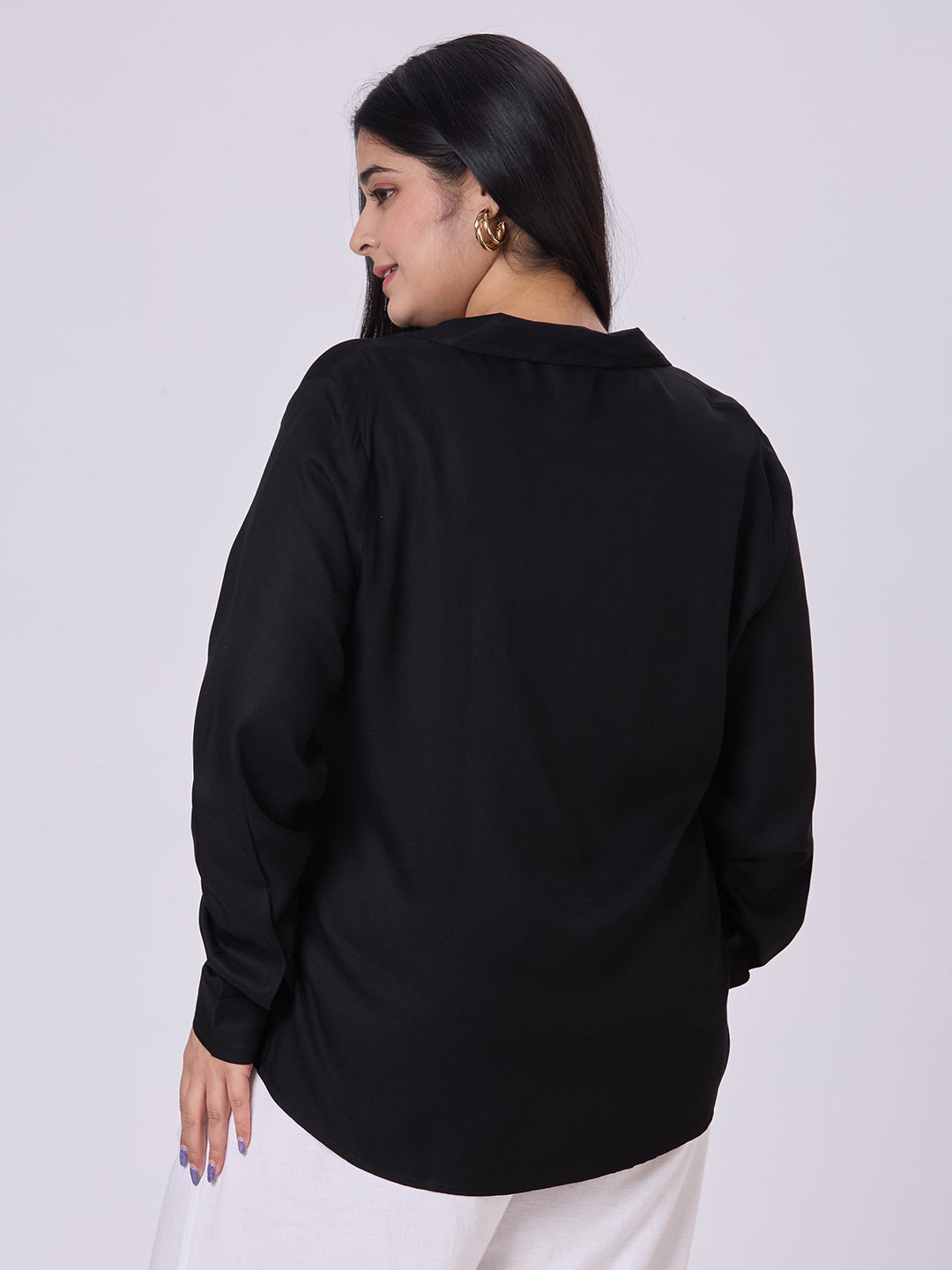 Style Quotient Women Black Rayon Formal Shirt