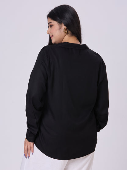 Style Quotient Women Black Rayon Formal Shirt