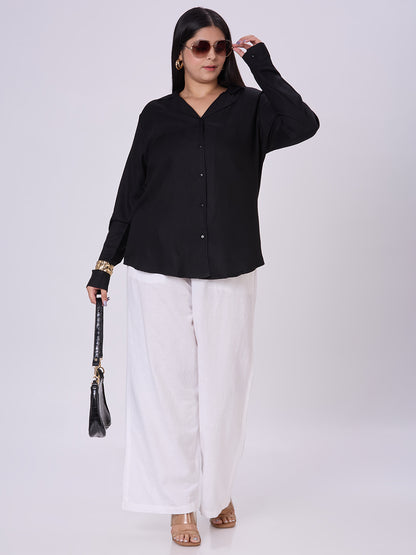 Style Quotient Women Black Rayon Formal Shirt
