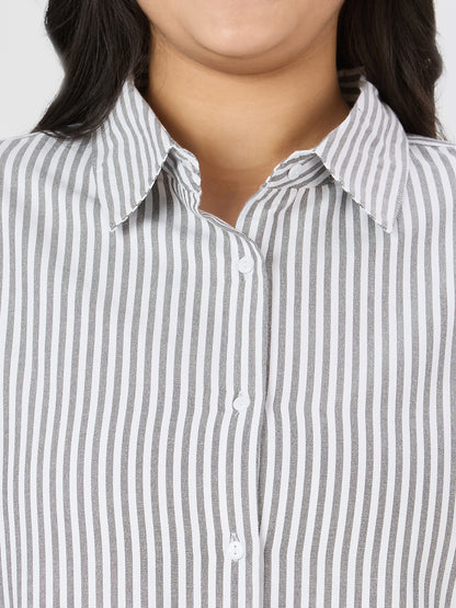 Style Quotient Women Black White Polycotton Formal Shirt