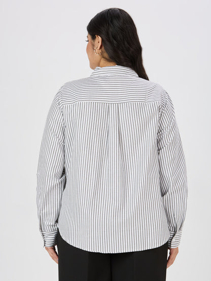 Style Quotient Women Black White Polycotton Formal Shirt