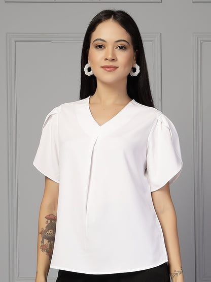 Style Quotient Women white polymoss top
