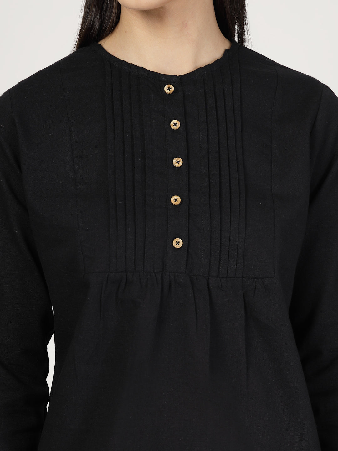 Style Quotient Women Solid Black Cotton Top