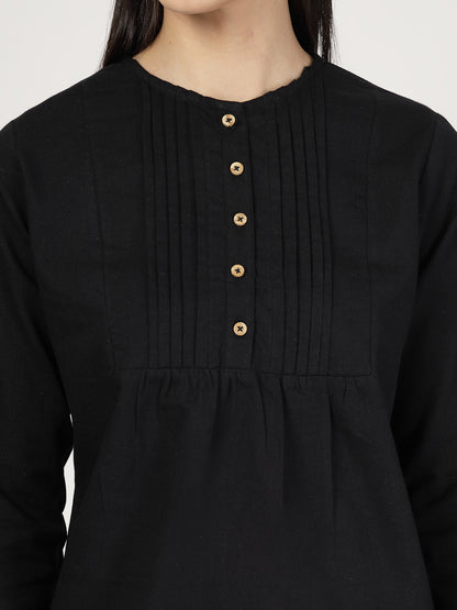 Style Quotient Women Solid Black Cotton Top