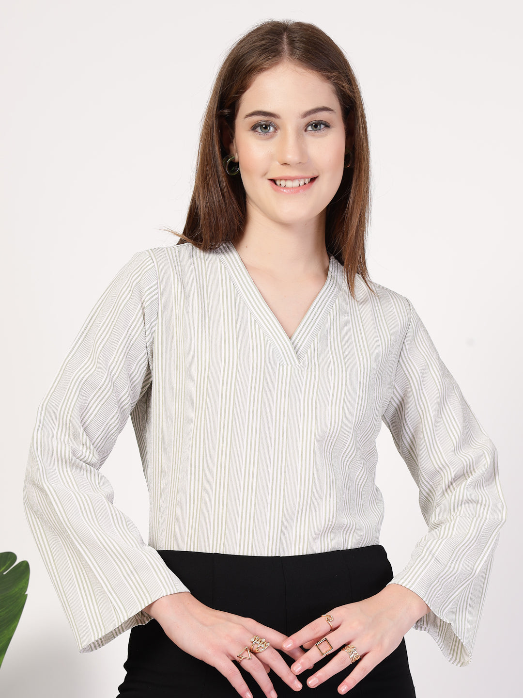 Style Quotient Women's top with V neck and bell sleeves