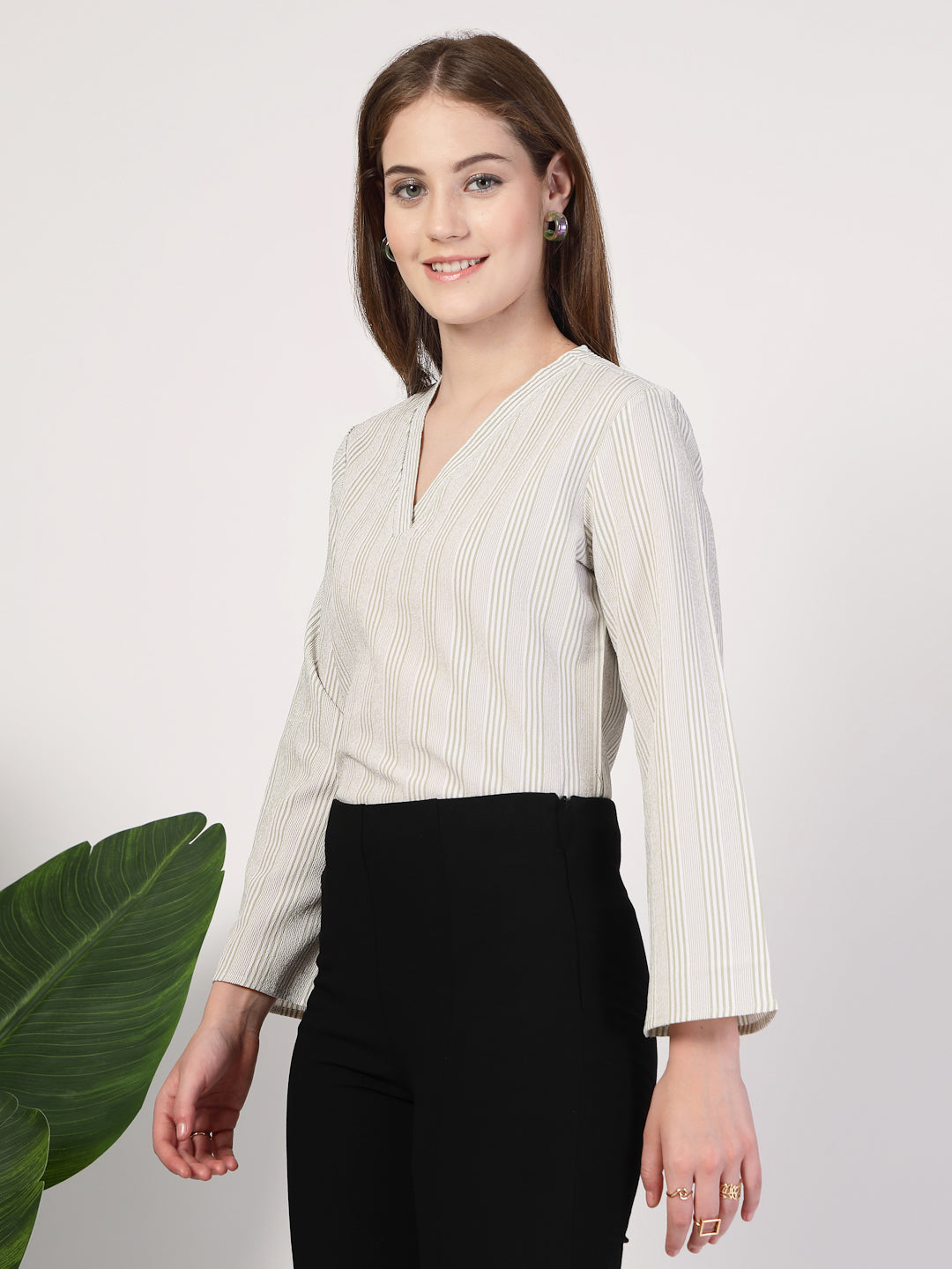 Style Quotient Women's top with V neck and bell sleeves