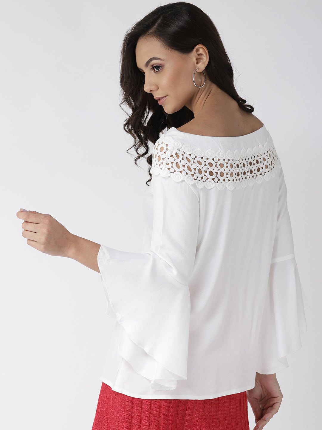 Style Quotient Women Solid Off-White Viscose Rayon Smart Top