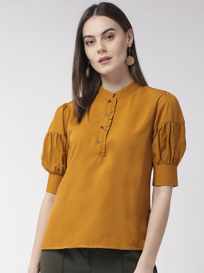 Style Quotient Women Mustard Yellow Solid Top