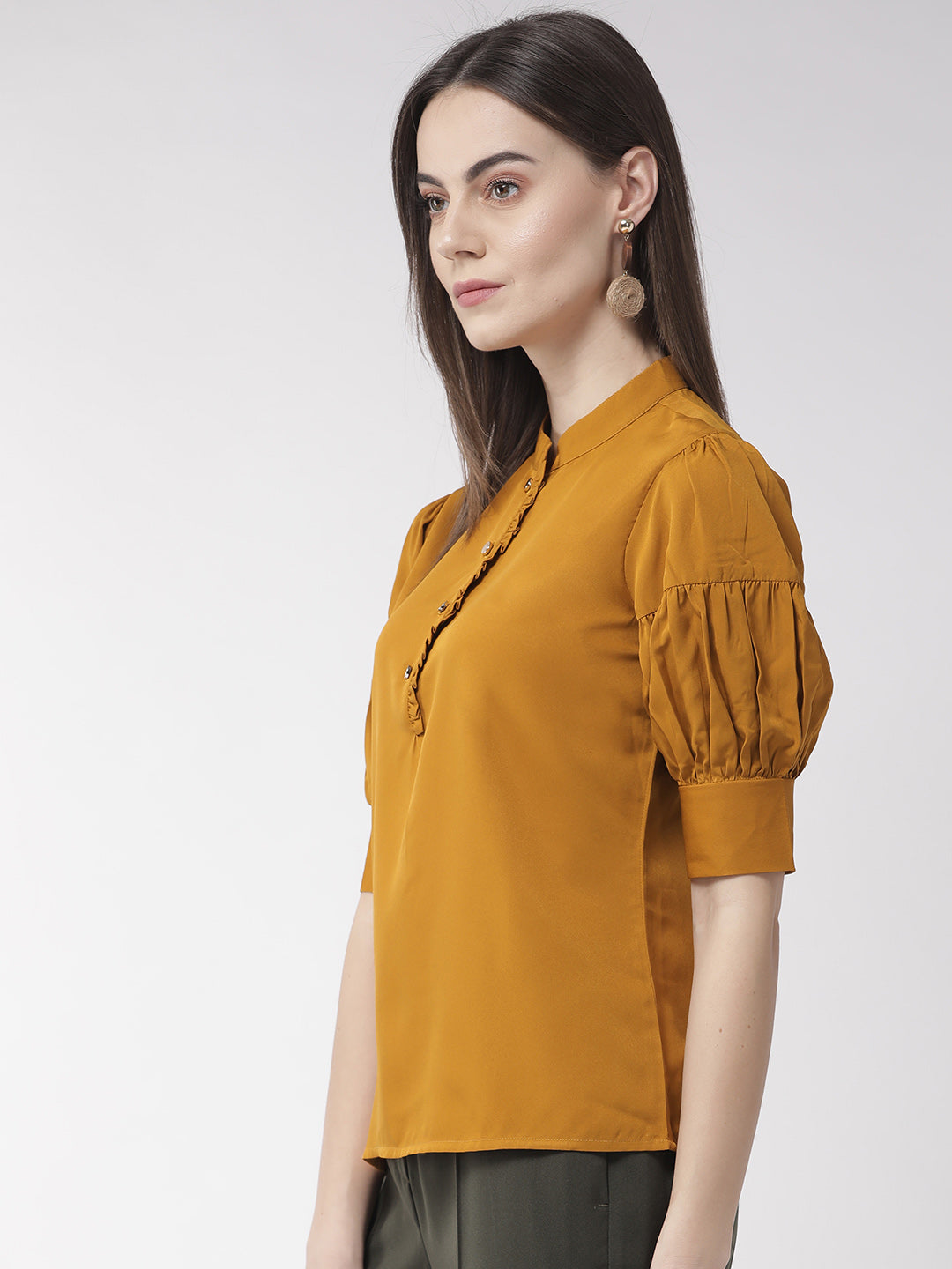 Style Quotient Women Mustard Yellow Solid Top