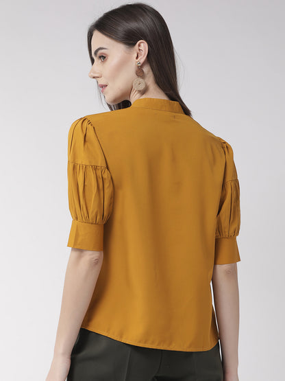 Style Quotient Women Mustard Yellow Solid Top