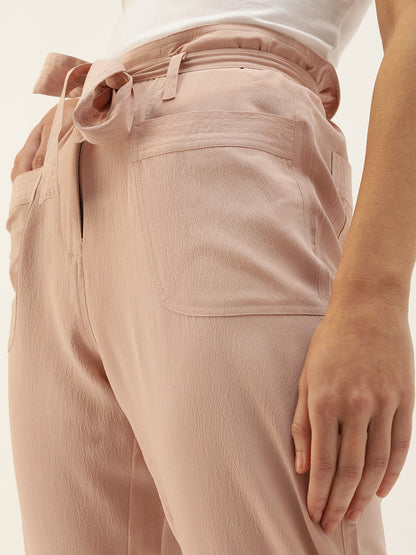 Style Quotient Women Nude-Coloured Relaxed Regular Fit Solid Trousers