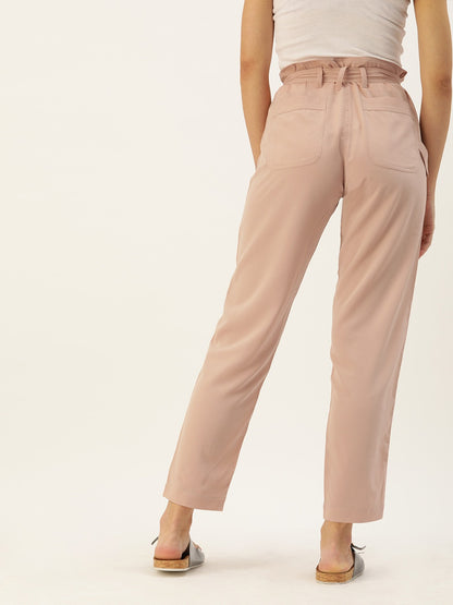 Style Quotient Women Nude-Coloured Relaxed Regular Fit Solid Trousers