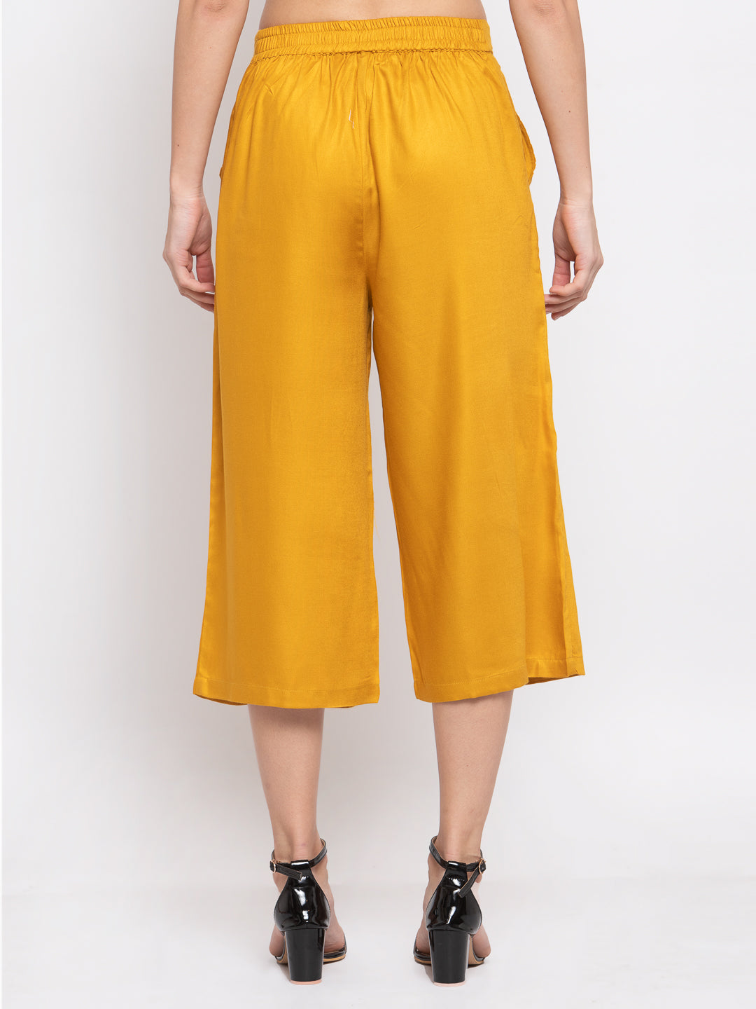 Style Quotient Womens Mustard Yellow Loose Fit Solid Culottes