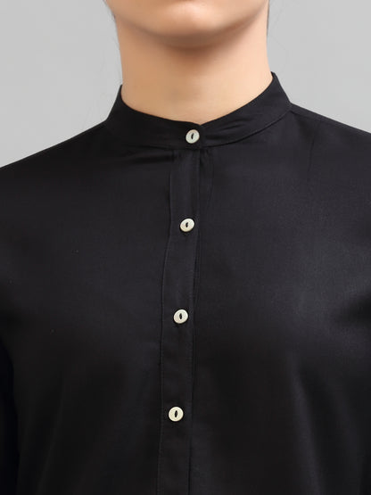 Style Quotient Women Solid Black Viscose Rayon Formal Shirt