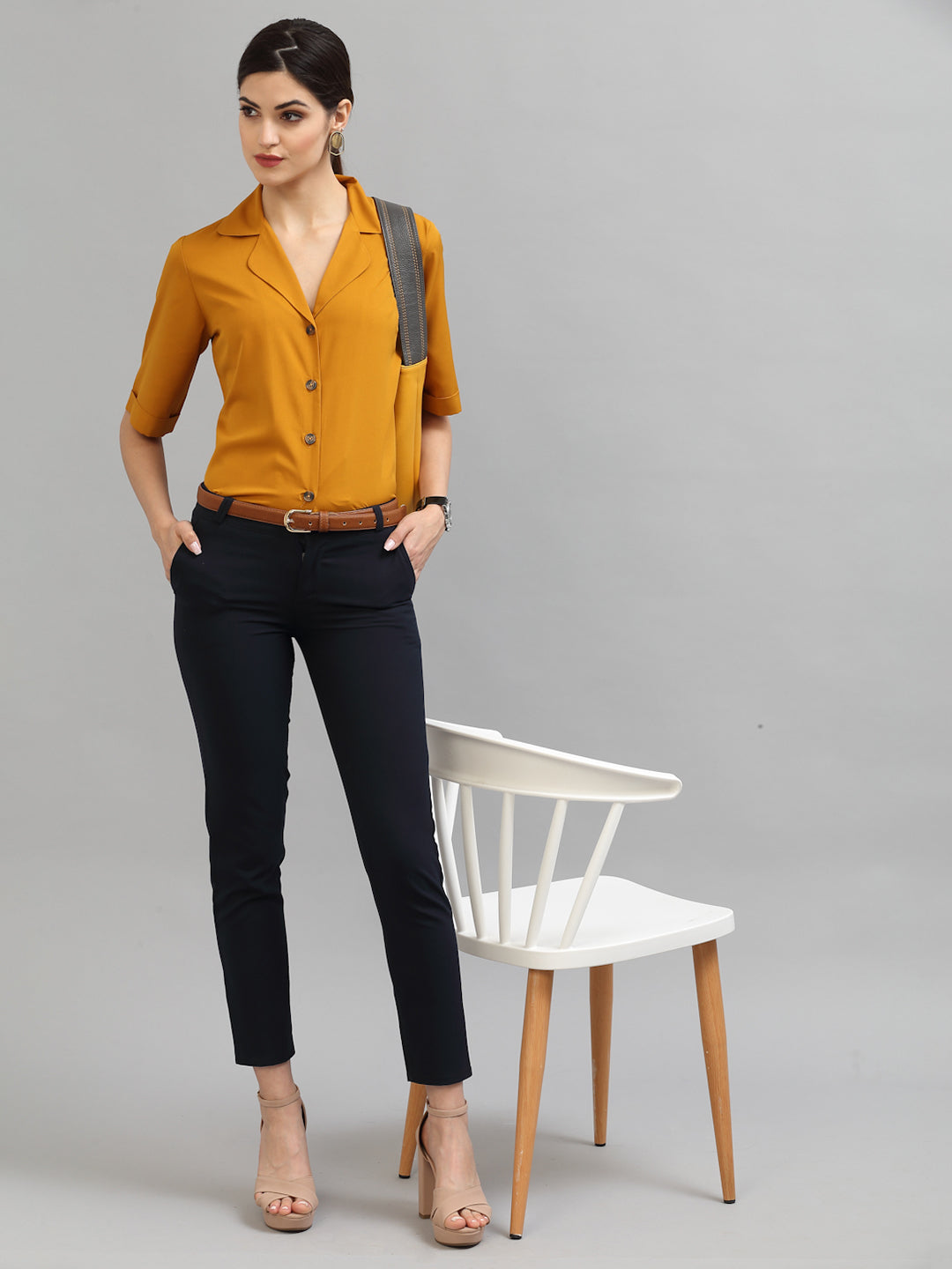 Style Quotient Women Mustard Formal Shirt