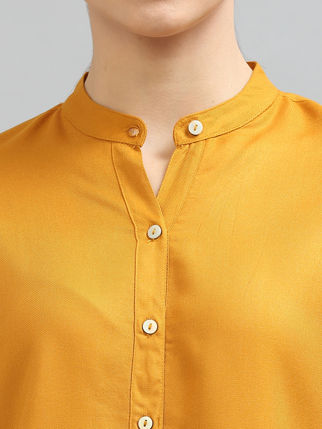 Style Quotient Women Solid Mustard Viscose Rayon Formal Shirt