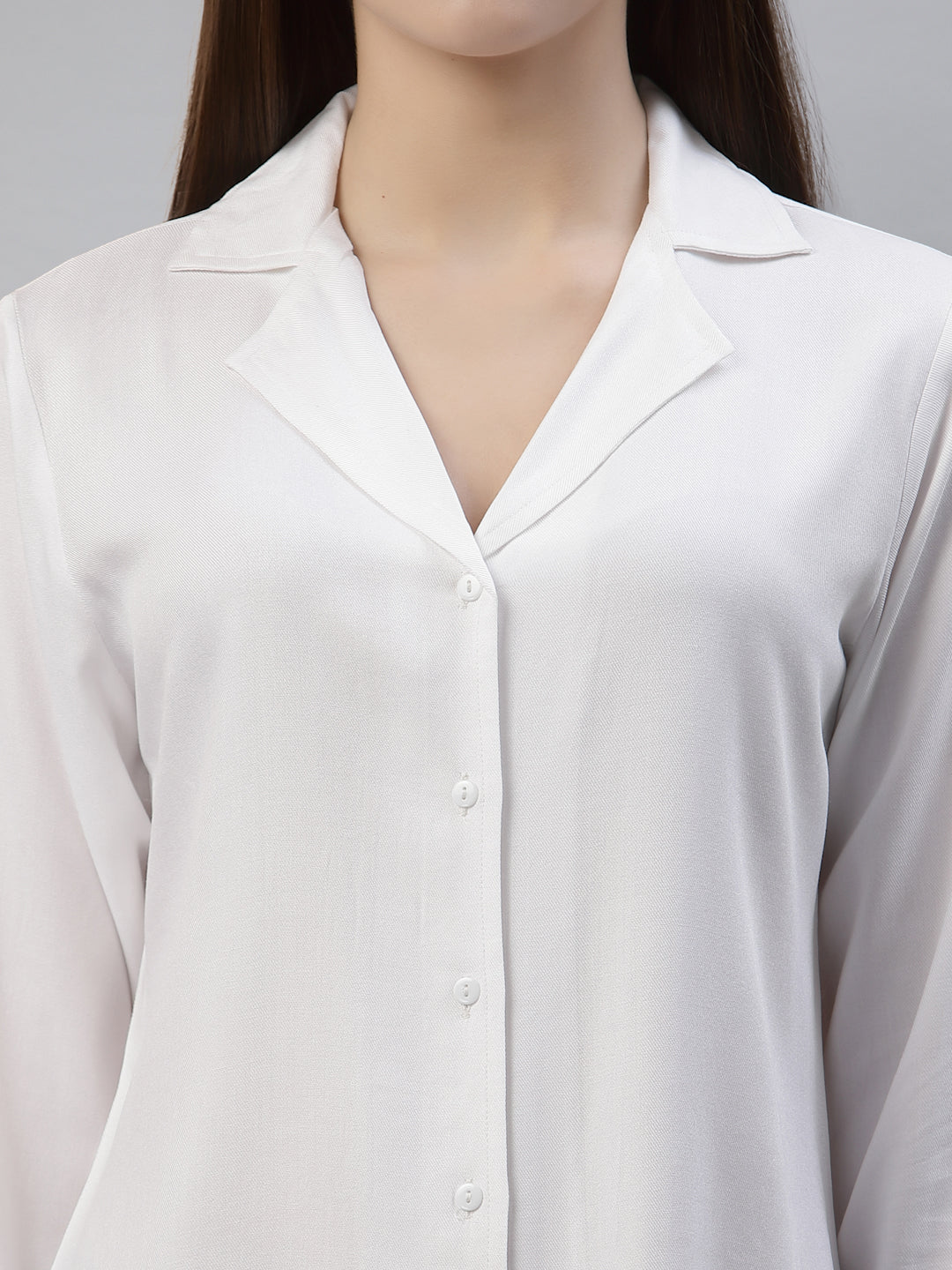 Style Quotient Women Solid White Viscose Rayon Regular Formal Shirt