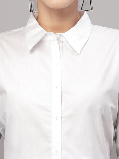 Style Quotient Women Solid White PolyCotton Regular Formal Shirt