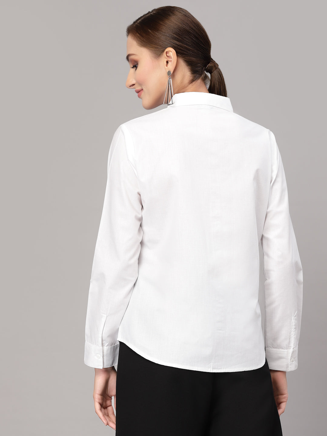 Style Quotient Women Solid White PolyCotton Regular Formal Shirt