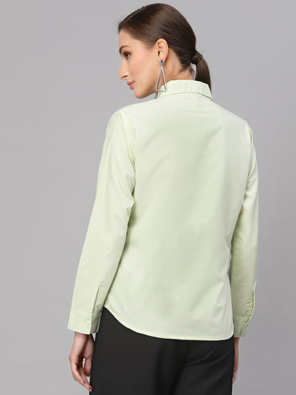 Style Quotient Women Solid Light Green Polycotton Regular Formal Shirt