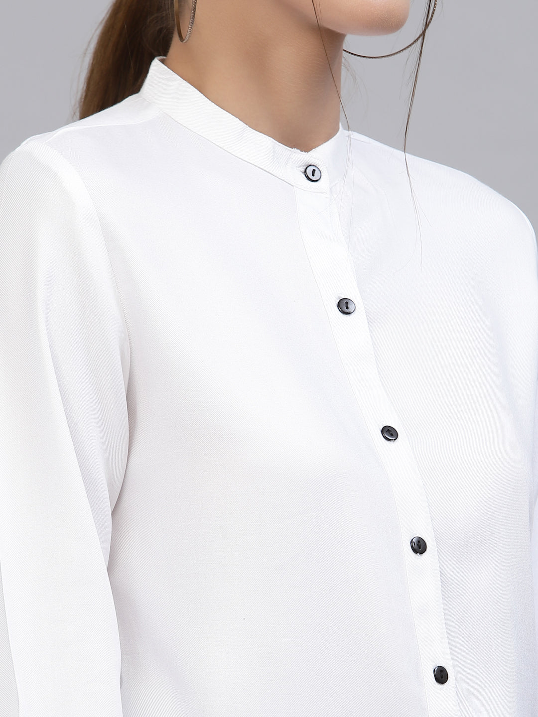 Style Quotient Women Solid White Viscose Rayon Formal Shirt