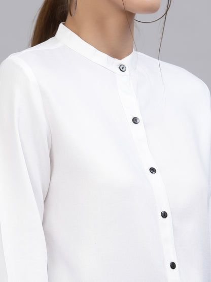 Style Quotient Women Solid White Viscose Rayon Formal Shirt