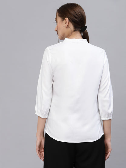 Style Quotient Women Solid White Viscose Rayon Formal Shirt