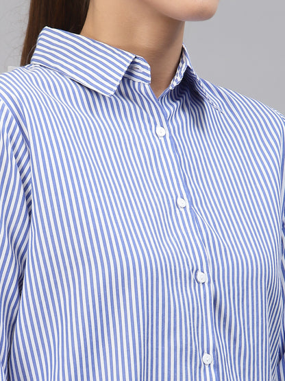 Style Quotient Women Blue Striped Shirt