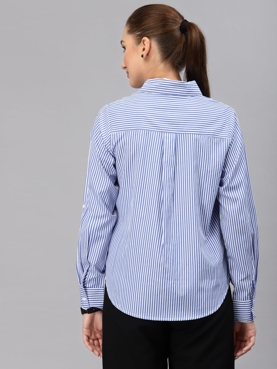 Style Quotient Women Blue Striped Shirt