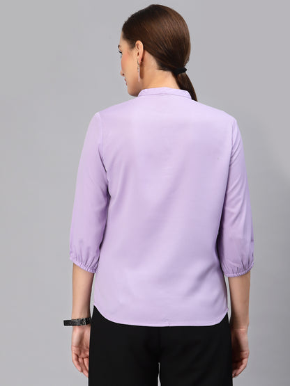 Style Quotient Women Solid Lilac Polyester Formal Shirt